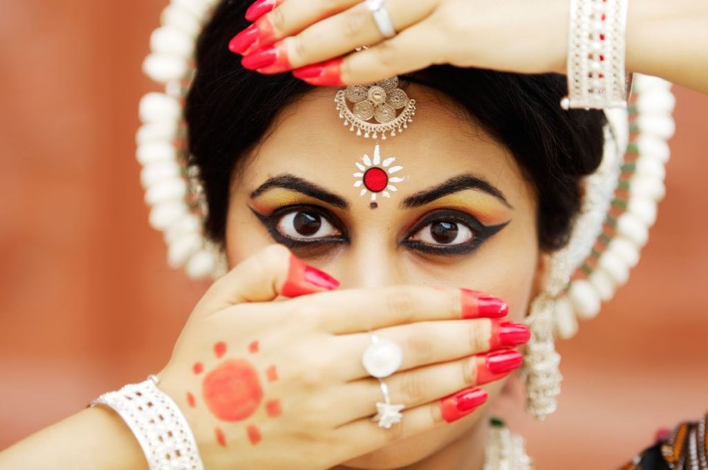 Image result for White Bindi between the eyebrows