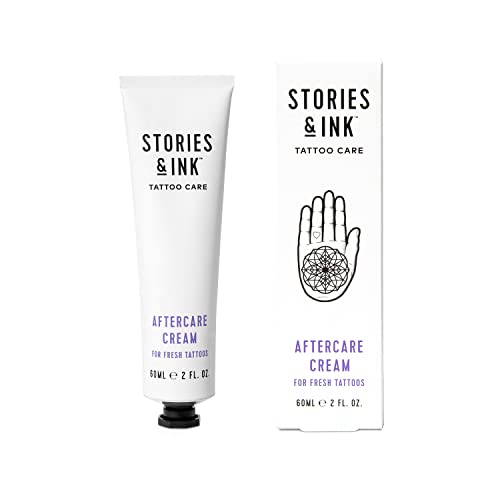 Stories & Ink Tattoo Care - Aftercare & Repair Lotion - Safe Before, During & After Tattoo, 100% Natural & Hypoallergenic, Fragrance Free, Gluten Free- 100% Vegan & Cruelty Free, Made in UK - 2 FL. OZ