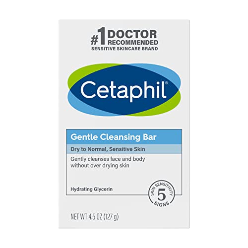 CETAPHIL Gentle Cleansing Bar | 4.5 oz Bar (Pack of 6) | Nourishing Cleansing Bar For Dry, Sensitive Skin | Non-Comedogenic | Dermatologist Recommended Brand (Packaging May Vary)