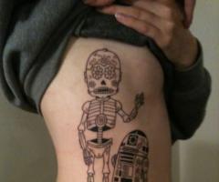 C3PO y A2D2 estilo calaveras mexicanas