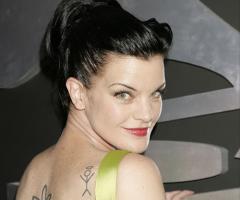 Pauley Perrette back tattoo
