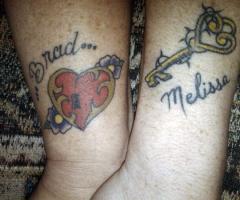 Tatuaje de llave y cerradura con corazon