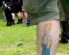 Homer Simpson tattoo on foot