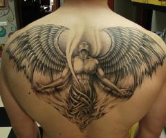 Angel tattoo on back