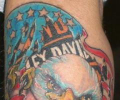 American flag, eagle and Harley Davidson tattoo