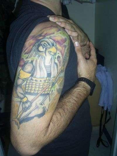 Picture of a Egyptian warrior bird armed for battle