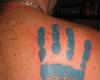 Safety Angel Blue Hand Tattoo