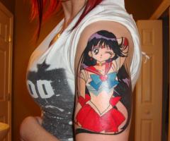 Woman with anime tattoo