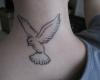 Bird tattoo on neck