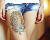 Owl and roses on leg