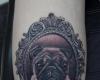 Pug puppies portrait tattoo