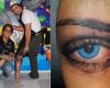 Bruno Gagliasso com uma tatuagem de um grande olho azul