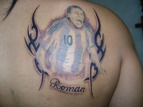 Tatuaje de Riquelme con la camiseta de la selección Argentina