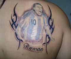 Tatuaje de Riquelme con la camiseta de la selección Argentina