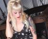 Huge hair spray dress black white photo