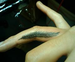 Pluma en el dedo
