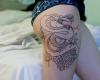 Snake on leg with lines