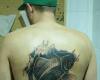 Koi fish and lettering