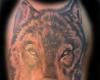 Rostro de lobo con iniciales