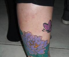 Peonia y mariposa