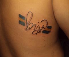 Bandera de boca y firma de Riquelme