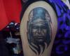 Rostro de Cristo con fondo tribal