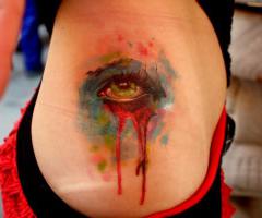 Bloodshot eyes, dark eyes