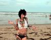 Girl tattoo bikini beach smile cute