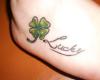 Trebol de cuatro hojas y palabra Lucky