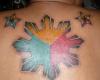 Coulor sun back tattoo