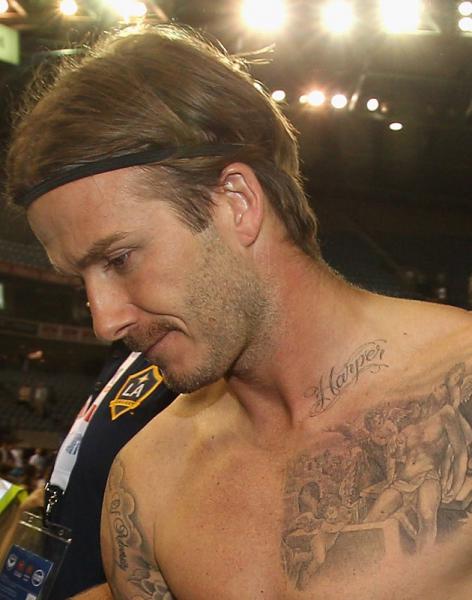 David Beckham angel tattoos