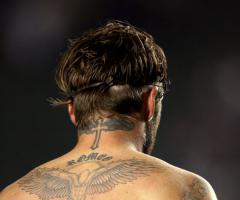 David Beckham back tattoos