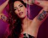 Produccion de fotos con Victoria Vanucci y tatuajes en los brazos