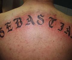 Tatuaje de nombre Sebastian en letras goticas