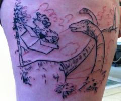 Calvin and Hobbes Time Machine Tattoo