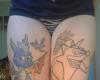 Giant Spyro the Dragon and Crash Bandicoot Leg Tattoos