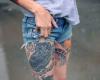 Owl tattoo on leg