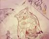 Skull owl drawing