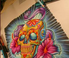 Mexican sugar skull pencil drawing sketch