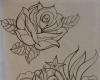 Rose and swallow pencil drawing sketches