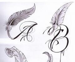 Initial letters with wings