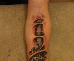 Electric guitar inside the body