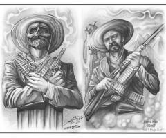 Bandido mexicano revolver bigote