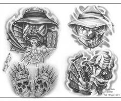Clowns tattoo flash drawings