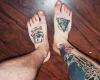 tattoo eye of all seeing and skull on foot