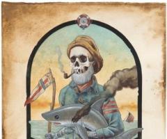 Sailor skull and shark poster sketch