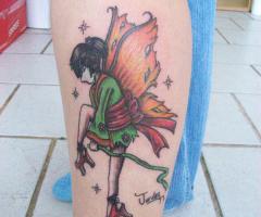 Traditional geisha fairy in ethnic get-up and tattered wings