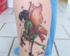 Traditional geisha fairy in ethnic get-up and tattered wings