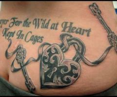 Traditional heart lock with keys to secure prayers for the wild in the cage