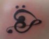 Popular design for small tattoos, it a music heart with treble clef symbol